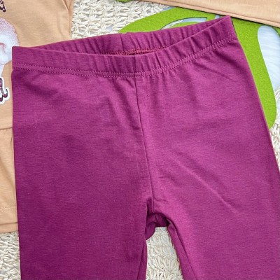 Conj. Blusa Manga Longa Cool Friend e Calça Legging - Areia e Uva